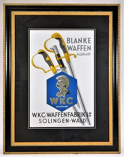 WWII German WKC Framed Sword Advertising Poster