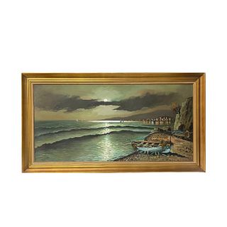 Artist Unknown "Seascape Scene" Oil On Canvas