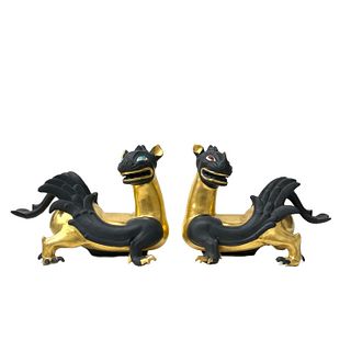 Rare Italian Porcelain Winged Dragon Figurines
