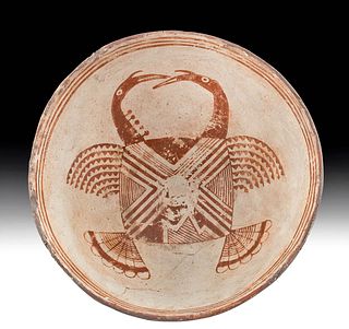 Rare Prehistoric Mimbres Pottery Bowl - Turkeys