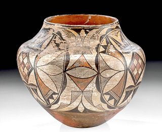 Early 20th C. Acoma Polychrome Jar w/ Painted Motif