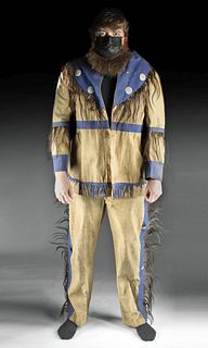 19th C. Comanche Fabric Men's Outfit w/ Hair & Felt