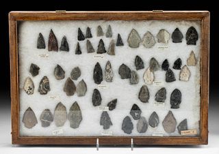 Lot of 58 Native American Virginian Stone Arrowheads