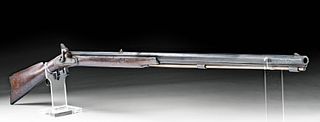 19th C. American Missouri Steel & Wood Half Stock Rifle