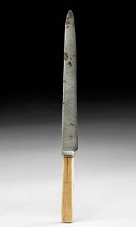 19th C. American Steel Frontier Knife w/ Antler Handle