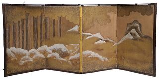 EARLY JAPANESE FOUR -FOLD TABLE SCREEN