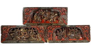 (3) CARVED CHINESE PANELS