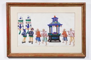 FRAMED CHINESE PITH PAINTING