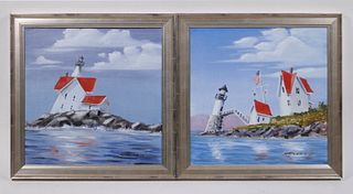 PR LIGHTHOUSE PAINTINGS BY KEN CARLSON (ME, CONTEMPORARY)