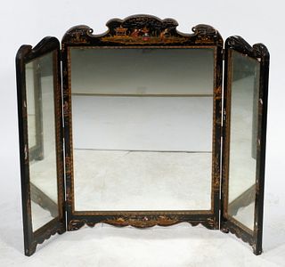 THREE-FOLD CHINOISERIE TABLE TOP DRESSING MIRROR