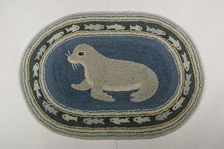 OVAL SEAL HOOKED RUG - 26" x 36"