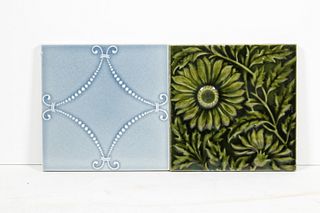 (2) ENGLISH RELIEF MOLDED CERAMIC TILES