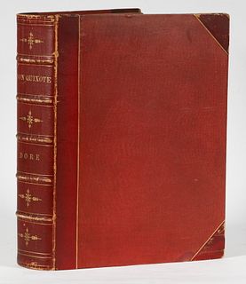 DORE ILLUSTRATED "DON QUIXOTE" IN ONE VOLUME, 1872, ORIGINAL BINDING, VG