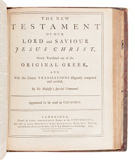 [BIBLE, in English]. The Holy Bible, containing the Old and New Testaments. Cambridge: John Archdeacon, 1769.