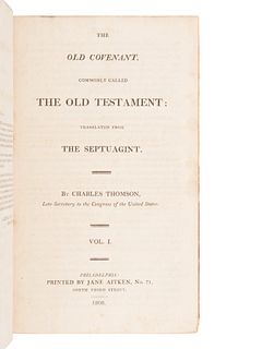 [BIBLE, in English]. The Holy Bible, containing the Old and New Covenant, commonly called the Old and New Testament: Translated from the Greek [by Cha