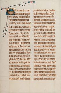 [MANUSCRIPT LEAF -- BIBLE]. One leaf on vellum, in Latin. England?, ca. 1250.