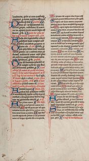 [MANUSCRIPT LEAF -- MISSAL]. One leaf on vellum, in Latin. England?, ca 1375.