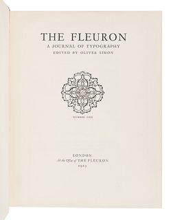 [FLEURON]. SIMON, Oliver and Stanley MORISON, editors. The Fleuron: A Journal of Typography. Vols.I-IV: London: The Fleuron, 1923- 1925. Vols.V-VII: C