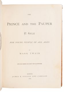 CLEMENS, Samuel ("Mark Twain") (1835-1910). The Prince and the Pauper. Boston: James R. Osgood and Company, 1882.