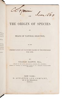 DARWIN, Charles (1809-82). On the Origin of Species by means of natural selection. New York: D. Appleton, 1860.