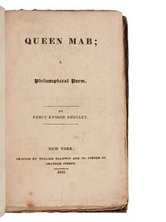 SHELLEY, Percy Bysshe (1792-1822). Queen Mab a Philosophical Poem. New York: William Baldwin, 1821.