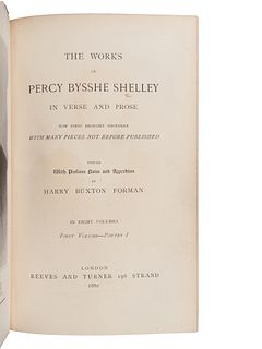 [BINDINGS]. SHELLEY, Percy Bysshe (1792-1822). "“ FORMAN, Harry Buxton, editor. Works. London: Reeves and Turner, 1880.