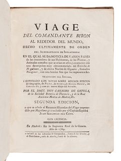 [TRAVEL & EXPLORATION]. BYRON, John. (1723-1786) Viage del Comandante Byron Al Rededor Del Mundo"¦ Madrid: Imprenta Real de la Gazeta, 1769.