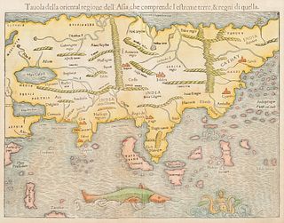 [ASIA] -- MUENSTER, Sebastian (1489-1552). Tavola della Oriental Regione dell'Asia, che Comprende l'Estreme Terre, & Regni di Quella. [Basel, ca 1550]