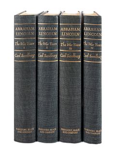 [LINCOLN, Abraham]. SANDBURG, Carl (1878-1967). Abraham Lincoln: The War Years. New York: Harcourt, Brace & Company, 1939.