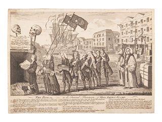 [STAMP ACT]. WILSON, Benjamin. The Repeal. Or the Funeral Procession, of Miss Americ-Stamp. [London: Mark Baskett, 1766].