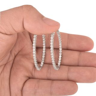 Diamond and 14K Hoop Earrings