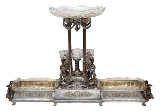 AN EGYPTIAN REVIVAL SILVER-PLATED CENTERPIECE, 20TH CENTURY 