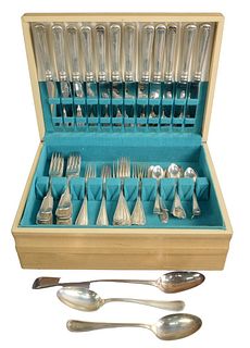 Large Group of Silver and Sterling Flatware, to include a partial set of sterling, 33.7 t.oz.; a partial set of silver flatware, marked 800, 28.9 t.oz