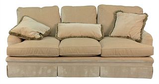 Councill Upholstered Sofa and Pillows, height 37 inches, length 90 inches.