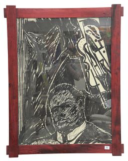Italo Scanga (Italian/American, 1932-2001), Curso in New York, 1984, charcoal on paper, signed and dated lower left "Italo Scanga 1984" .