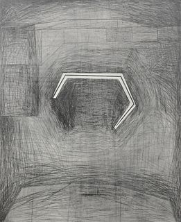 Pedro Calapez (Portuguese, b. 1953), untitled, 1988, graphite on prepared board, signed and dated on the reverse, 61" x 49".
