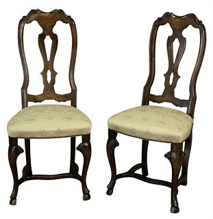 Set of Ten Auffray and Company Louis XV Style Dining Chairs to include two arm and eight side, all with custom silk upholstery, height 42 1/2 inches, 