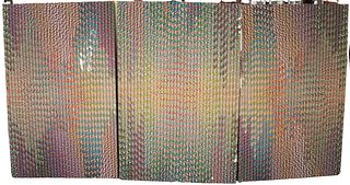 Kris Dey (American, b. 1949), Ribes (triptych), 1981, polychrome fabric with tubing, in three parts, each signed, titled, and dated on the reverse, ov