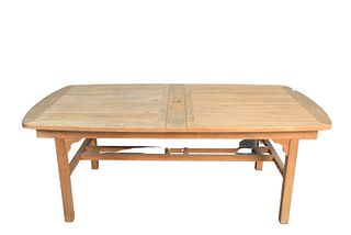Teak Outdoor Extendable Dining Table to include two 15 1/2 inch leaves, width 41 1/2 inches, open length 109 inches, top 41 1/2" x 78".