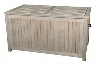 Kingsley Bate Teak Outdoor Lift Top Storage Chest, height 31 inches, top 59" x 32".