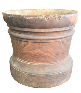 Large Exotic Wood Motar, height 10 1/2 inches, diameter 12 inches.