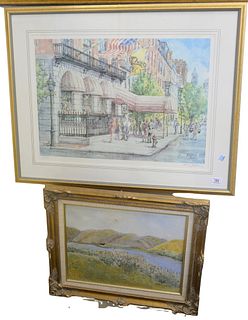 Three Piece Group, to include Elaine Wentworth (American, 1924 - 2017), Maine Coast, watercolor on paper, signed lower left; Kevin J. Shea (American, 
