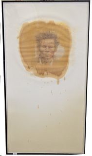 Michael Zwack (American, b. 1949), Golden Warriors, 1985, raw pigment and oil on paper, unsigned, 50" x 26", with Curt Marcus Gallery label adhered to