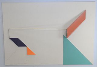 John Randolph Carter (American, b. 1941), Around Triangle, 1969, painted relief with brass rod; signed, titled, and dated lower left "John Carter Arou