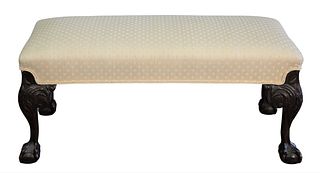 Chippendale Style Upholstered Bench, having ball and claw feet, height 16 inches, top 17" x 39".