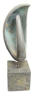 Bronze Organic Sculpture on stone base, height 52 inches.