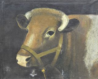 Attributed to Adolfo Ollavaca (Argentian, 1887-1957), Retrato de Una Vaca, oil on canvas, unsigned, 20" x 16".