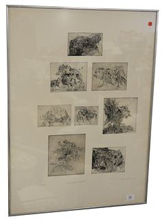 Adrienne Cullom (American, b. 1938), A Page from Katya's Zoo, 1967, engraving on paper; signed, titled, dated, and inscribed in pencil along the lower
