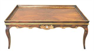 Large Tray Top Louis XV Style Coffee Table, height 22 inches, top 43" x 56".