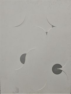 Gottfried Honegger (Swiss, 1917-2016), D568, 1969, paper relief on illustration board; signed, titled, and dated on the reverse, 30" x 40", (damage).